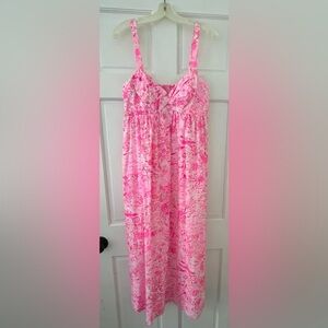Lilly Pulitzer Sun Dress Sz 10 Azora Cotton Midi Dress Sz 10 NWT Peony PINK!